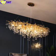 FUMAT Crystal Rain Pendant Lamp Modern Style Water Drop Hanging Light Fixture Plating Luxurous Tree Branch Chandeliers Lighting 2024 - buy cheap