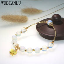 WUBIANLU 8mm Natural Stone Opal Jaspers Tourmaline Quartzs Bracelet  for Women Jewelry Gifts Yellow Crystal Butterfly Pendant 2024 - buy cheap