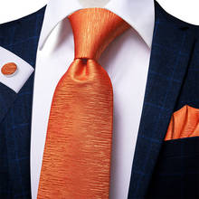 Hi-tie masculino, gravata de luxo, conjunto laranja, seda sólida, 8.5cm, grande, fashion, abotoaduras, qualidade do casamento 2024 - compre barato