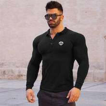 Brand New Breathable Men's Running Polo Shirt Fitness Men Stretch Cotton Long Sleeve T Shirt Spring Mens Gym Polo T-Shirts 2024 - buy cheap