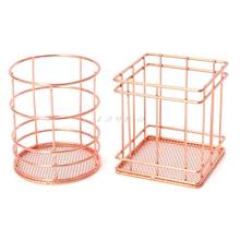 Rose Gold Metal Pen Holder Desk Organizer Pencil Pen Holder Container School Stationery Office Accessories 2024 - buy cheap