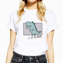 Camiseta Harajuku de verano para mujer, Camiseta con estampado de dinosaurio de dibujos animados, camiseta informal de algodón con monstruo de dibujos animados, camisetas para mujer 2024 - compra barato