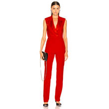 Celebrity Evening Party Women  Sleeveless Red Bodycon Jumpsuit Winter Autumn Sexy Nightclub Vestidos Dropshipping 2024 - buy cheap