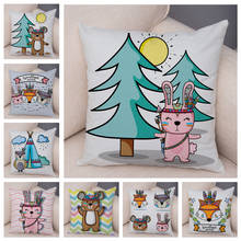 Funny Indian Decorative Animal Cushion Cover for Children Room Sofa Cartoon Fox Rabbit Bear Pillow Case Plush 45x45cm Pillowcase 2024 - buy cheap