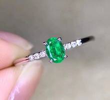 Classic simple circle  S925 silver Natural green Emerald gem ring natural gemstone ring  woman girl wedding gift fine jewelry 2024 - купить недорого