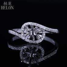 HELON Round Cut 6mm Solid 14K White Gold Pave Natural Diamonds Engagement Anniversary Semi Mount Wedding Women Fine Jewelry Ring 2024 - buy cheap
