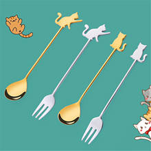 Japanese Style Cat Fish 304 Stainless Steel Fork Spoon Creative Tableware Fruit Fork Coffee Spoon Set Best Gift For Friend 2024 - buy cheap