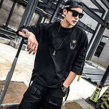 Idopy Korean Fashion Men`s Street Style Lace Punk Gothic Pullover Designer Steampunk Hem Hip Hop Sweatshirts With Accessory 2024 - buy cheap