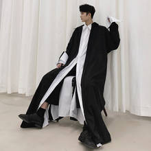 Men Long Sleeve Loose Shirt Robe Cardigan Coat Male Japan Streetwear Gothic Long Style Casual Dress Shirts Jacket Stage Clothing 2024 - buy cheap