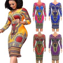 2019 new summer sexy fashion style printing african women polyester knee-length dress S-XXL 2024 - buy cheap