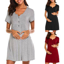 Женское платье для кормящих матерей, ночная рубашка для грудного вскармливания, летняя одежда для беременных, платье с коротким рукавом и v-образным вырезом, vestido vetement 2024 - купить недорого