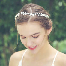 Faixa de cabeça cor de prata com strass em forma de folha acessórios de cabelo para mulheres faixa de cabelo de verão 2024 - compre barato
