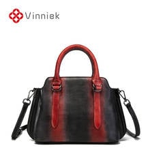 2020 New Handmade Genuine Leather Shoulder Bags Women Vintage Contrast Cowhide Handbag Cross Body Large Capacity Casual Tote Bag 2024 - buy cheap