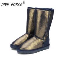 MBR FORCE Top Quality Genuine Leather  Snow Boots for Women Waterproof High Winter Boots Warm Women Long Boots Black US 3-13 2024 - buy cheap