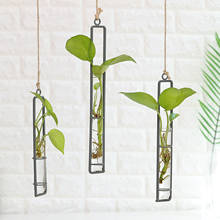 Hanging Glass Planter Water Iron Art Hydroponic Vase Transparent Test Tube Flower Hanging Bottle Home Decoration 2024 - buy cheap