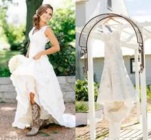 Hot Sale Boho Country Wedding Dresses 2021 V Neck Sweep Train Vestido De Novia Lace3D Flowers Garden Beach Bridal Gowns Plus Siz 2024 - buy cheap