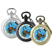 Classic Fashion Astrology Scorpio  Glass Cabochon Quartz Pocket Watch Vintage Men Women Pendant Necklace Chain  Hours Clock 2024 - buy cheap