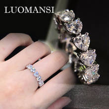 Luomansi 100% prata esterlina 925 anel menina moissanite gem anéis festa de casamento alta jóias por atacado 2024 - compre barato