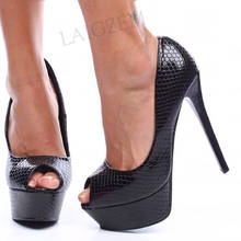 LAIGZEM Women Platform Stiletto High Heels Peep Toe Pumps 2021 Party Prom Zapatos Lady 4 Seasons Shoes Woman Big Size 42 43 52 2024 - buy cheap