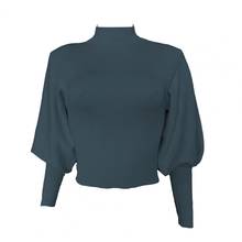 Suéter feminino de malha de manga longa, pulôver de outono cor sólida com gola alta 2024 - compre barato