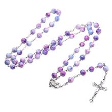Handmade Rosary Necklace with Jesus Crucifix Prayer Beads Catholic Religious Ornament Christian Prayer Gift 2024 - buy cheap