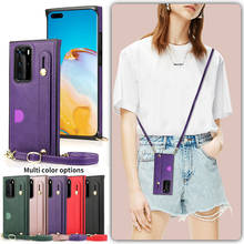 Capa de celular, feita em couro, com pulseira, para huawei p40 pro p30 lite mate 40 30 20 pro 2024 - compre barato