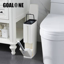 GOALONE-cubo de basura estrecho de 6L con cepillo para inodoro, contenedor de basura 3 en 1 para baño, soporte para bolsa de basura, accesorios de almacenamiento de cocina 2024 - compra barato