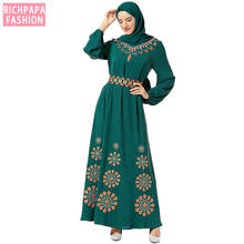 Floral abaya kaftan dubai turco hijab muçulmano vestido caftan vestidos roupas islâmicas para mulher robe islam omã elbise kleding 2024 - compre barato