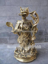 908+++11'' Tibet Buddhism temple pure brass carved Dragon King staves buddha statue 2024 - buy cheap