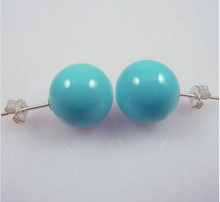 Fashion Jewelry 10MM Turquoise Blue South Sea Shell Pearl Sterling Silve Earrings AAA+ 2024 - buy cheap