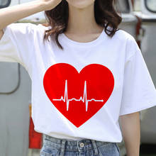 Moda novo estilo amor gráfico impresso feminino tshirt ulzzang harajuku verão simples casual o-pescoço impresso mulher tshirt 2024 - compre barato