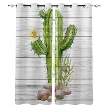 Cactus Wood Texture Tropical Plants Window Curtains Bathroom Bedroom Fabric Decor Print Curtain Panels With Grommets Party Decor 2024 - buy cheap