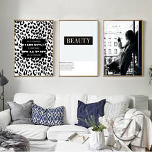 Black White Smoking Woman By The Window Poster Leopard Color Fashion Canvas Painting Wall Art Beauty Quotes Pictures Home Decor 2024 - buy cheap
