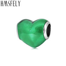 HMSFELY-Cuentas de corazón esmaltado de gran agujero europeo, accesorios de cuentas de acero inoxidable para mujer, dijes, pulseras, fabricación de joyas 2024 - compra barato