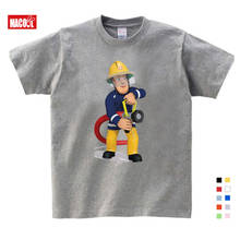 Crianças dos desenhos animados bombeiro sam impressão camisetas de algodão para o menino camisa menina manga curta t topos roupas dos miúdos unisex 3t-9t 2024 - compre barato