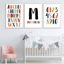 Baby Boy Custom Name  Letter Canvas Painting Alphabet  Number Nursery Wall Art Print Pictures Nordic Baby Room Decor 2024 - buy cheap