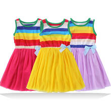 Baby Girls Dress Fashion Casual Rainbow Ball Gown Sleeveless Stripe Dress For 2-6 Years Girl 2024 - buy cheap