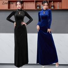 Women Elegant Party Velvet Dress Evening Gown Autumn Winter Long Sleeve Maxi Dresses Prom Party Nightclub Qipao Cheongsam Dress 2024 - buy cheap