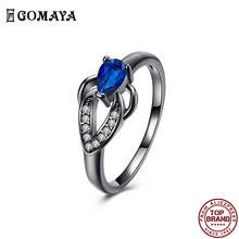 GOMAYA Leaf Blue Zircon Women Rings  Romantic Simplicity Design Finger Ring Anniversary Engagement New Arrival Fashion Jewelry 2024 - buy cheap