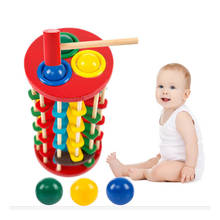 Montessori brinquedos de madeira batendo escada mão bater a bola aprendizagem caterpillar come rolo torre de madeira com martelo bater jogos 2024 - compre barato