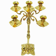 Candelabro em metal dourado com suporte de velas, 65cm de altura, coluna de candelabro para eventos de casamento, peça central g098 2024 - compre barato