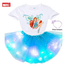 Rainbow Tutu Set Girls Outfits Skirt Tutu Dress Set Party Gift Summer Clothing Children Clothes Suit Kids Toddler Baby Led Light 2024 - buy cheap