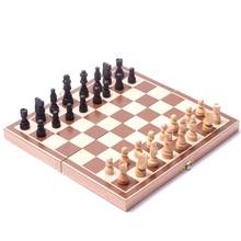 Conjunto de xadrez internacional dobrável, conjunto de jogos de tabuleiro de madeira portátil para viagem para crianças e adultos 2024 - compre barato