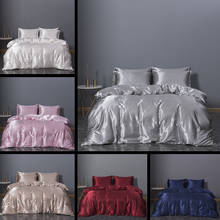 Conjunto de cama de luxo com três peças, tecido de imitação de seda, edredon, conjuntos de cama, queen/king/twin, edredon e fronhas 2024 - compre barato