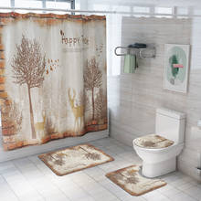 Creative  Forest Deer Printing Shower Curtain Waterproof Floor Carpet Bathroom Curtains Closestool Non-Slip Mats  For Washroom 2024 - buy cheap