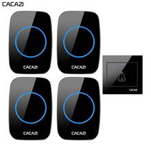 CACAZI Smart Wireless Waterproof Doorbell LED Transmitter Home Calling Bell 300M Remote EU Plug Battery Button 36 Chime 4 Volume 2024 - buy cheap