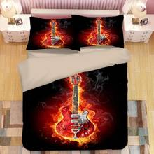 Juego de ropa de cama con estampado de guitarra Rock 3D, fundas de edredón, fundas de almohada, edredón de una pieza, ropa de cama 04 2024 - compra barato