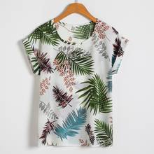 women chiffon blouse summer batwing sleeve shirts 2021 o neck short sleeve printed casual ladies tops bluzka damska 2024 - buy cheap