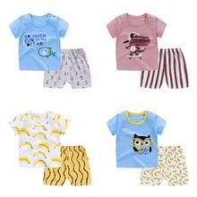 Ropa para bebés, niños y niñas, camiseta de manga corta, pantalones cortos, traje, pijamas de verano, conjunto informal suave de 2 piezas 2024 - compra barato