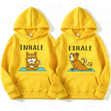 Cute Puppy Inhale Exhale Hoodie Shiba Inu Dog Funny Pose Breath In Out Exhale Inhale Hoodie Sweatershirt 2024 - buy cheap